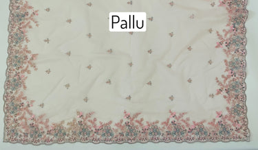Handmade Premium Organza Saree | Light Pink | Hand Embroidery | Ships from California